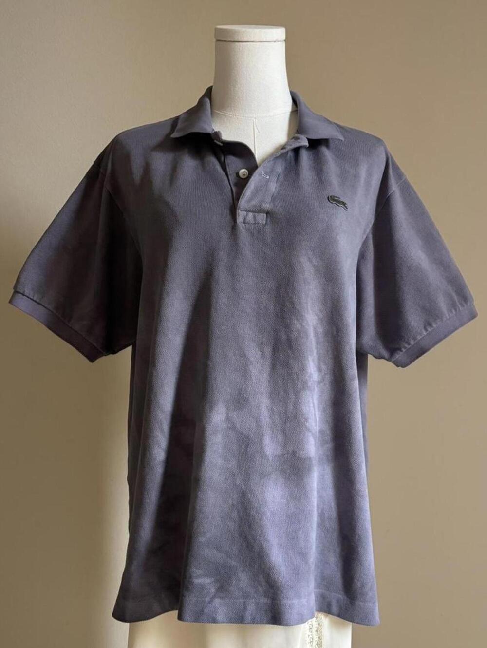 vintage lacoste polo shirt hand dyed slate grey